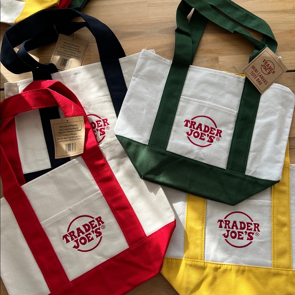NWT Set of 4 Trader Joe’s Mini Canvas Tote Bags - Picture 2 of 2